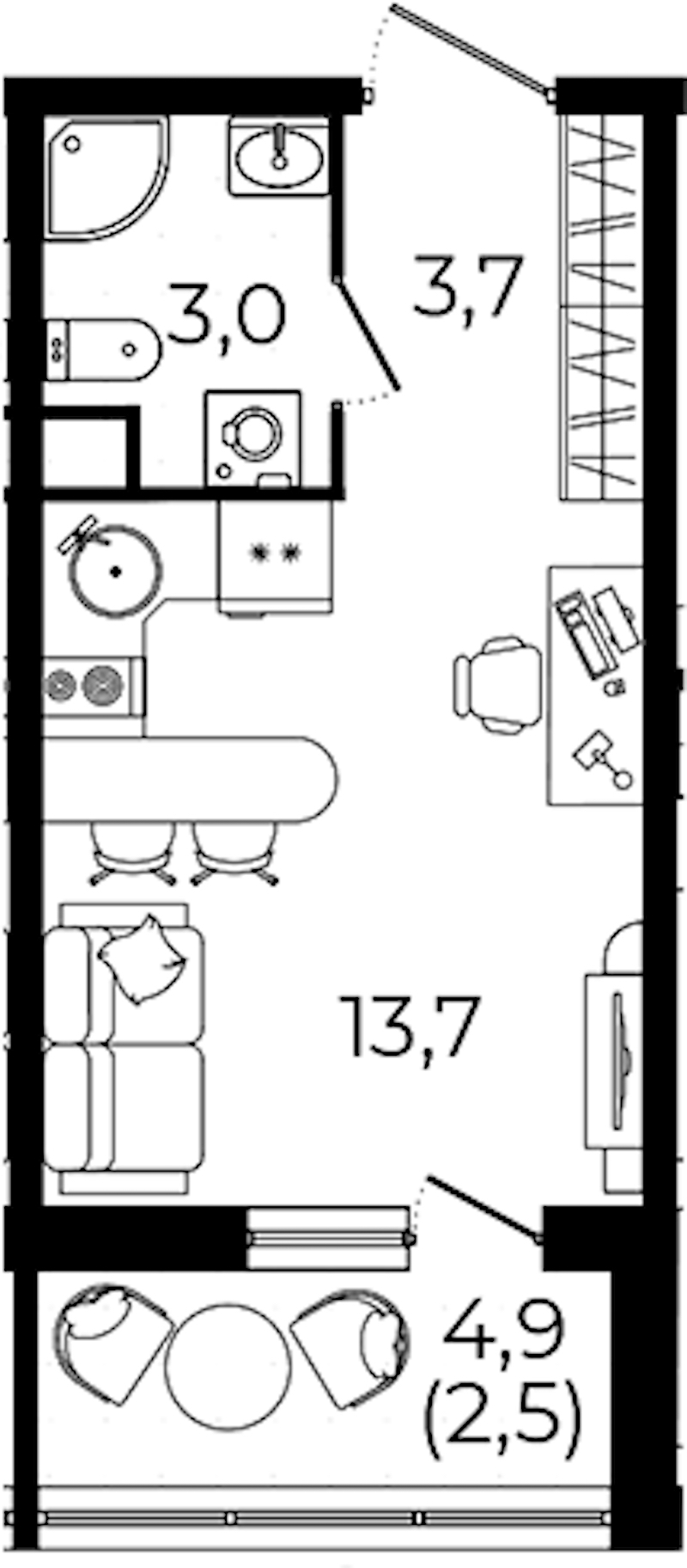 Квартира студия 22.9 м², 6/12 эт., ЖК «А101 Всеволожск»